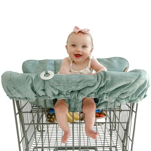 Image of BINXY BABY 2-in-1 Cushy Cart Cover and High Chair Cover | Universal Fit | Includes Storage Pouch (Sage Leaves)