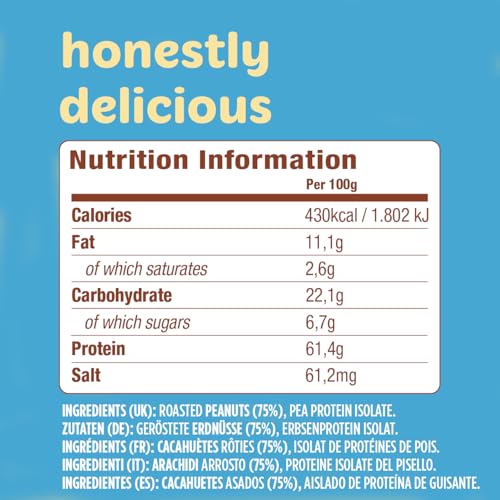 Tru-Nut Vegan Peanut Protein Powder, 454g - no sweeteners - 61% protein - ideal for smoothies and protein shakes - gluten-free - only 2 ingredients: roasted peanuts and pea protein isolate - Afbeelding 4
