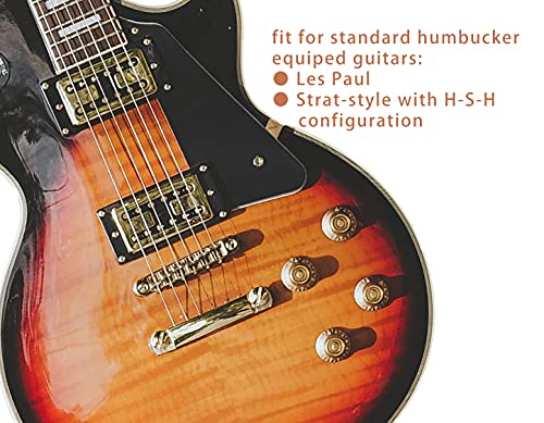 Lamsam Humbucker Pickups Set, High Output Flush Polepiece Ceramic Magnet Pup Compatible With Gibson Les Paul Style 6 String Electric Guitar, Double Coil Bridge Neck Pick-Up Replacements, Chrome #TOP6