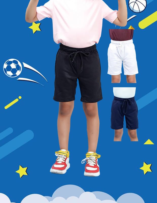 Image of Nusyl Solid & Printed Cotton Blend Shorts for Boys | Comfortable Casual Shorts | Soft Breathable Fabric with Elastic Waistband | Relaxed Fit | 2-16 Years | Multiple Colors