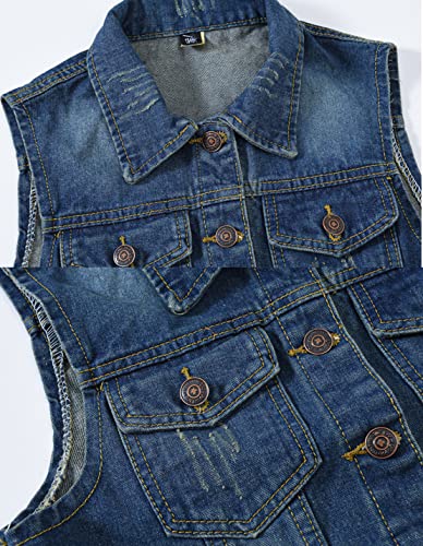 VIEWON Women's Casual Denim Waistcoat Frayed Sleeveless Ripped Jacket Vest with Pockets3