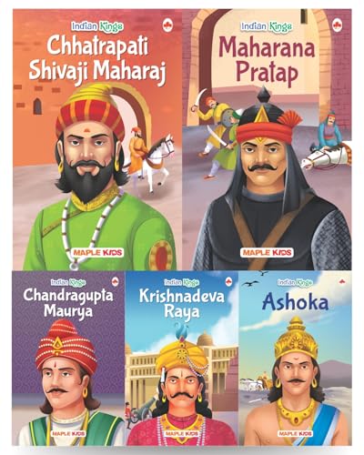 Image of Story Books for Kids - Indian Kings (Set of 5 Books) - Chandragupta Maurya, Krishnadeva Raya, Ashoka, Rana Pratap, Shivaji - Biographies for Children - Age 6 +