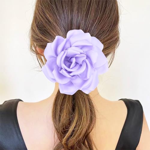 Image of Flower Brooch Pins for Women 5.5in Lapel Pins Large Rose Floral Brooches Dainty Satin Fabric Brooches Rose Flower Hair Clips Wedding Party Dance Clothes Accessories Jewelry