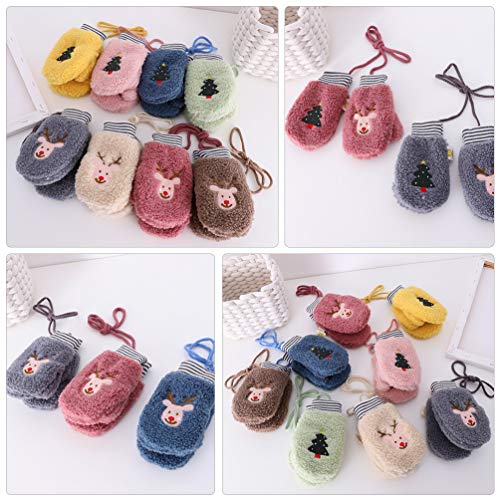 KESYOO Luva de Natal Infantil Com Tira de LÃ£ Desenho Animado Natal Ãrvore Alce Luvas de Dedo Comple