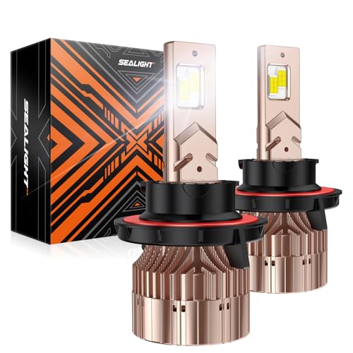 Image of SEALIGHT H13 Led Bulbs 84,000LM 900% Brightness 9008 Light Bulbs, 6000K Cool White H13 Light Bulbs with 25000RPM Fan, Plug and Play ATV /UTV, 10-Year Extended Lifespan IP68 Waterproof, Pack of 2