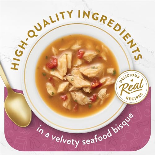 PURINA Fancy Feast Lickable Wet Cat Food Broth Topper Seafood Bisque and - (16) 1.4 oz. Pouches - image 2