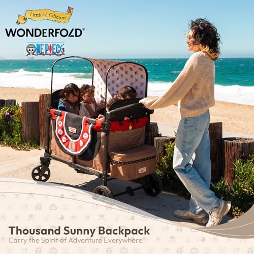 Image of WonderFold ONE PIECE Thousand Sunny Limited Edition 4 Seater Stroller Wagon - Spacious, Safe, and Stylish Ride with All-Terrain Wheels