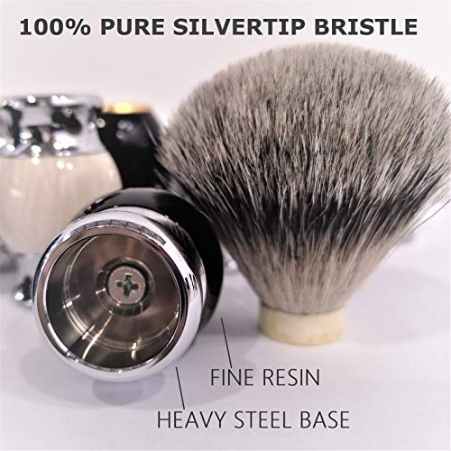 Je&Co 100% Silvertip Badger Hair Shaving Brush, Handmade Shaving Brush With Fine Resin Handle And Stainless Steel Base (Brown) #TOP4