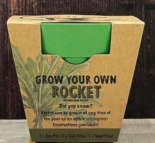 Grow Your Own Rocket Plant Herb Seed Kit - Microgreen Eco Growing Planting Pack - Christmas Gardening Gardener Gift - Stocking Filler - Family Kids Children Forest School Activity