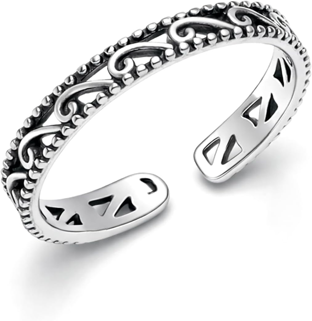 LeCalla 925 Sterling Silver Minimalist Toe Rings Set Simple Open Adjustable Toe-Rings for Women