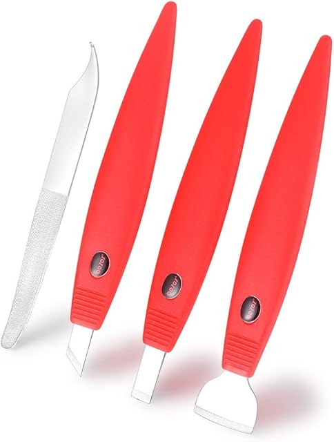 BEZOX Pedicure Shavers Set - Professional Callus Shavers Foot Care Kit - Stainless Steel Corn Hard Skin Dead Skin Remover ToolRed
