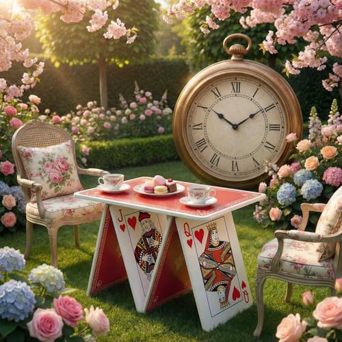 Qunclay Wonderland Party Decorations Hearts Accessories Poker Playing Cards Table Wonderland Tea Party Decor Lawn Garden Indoor Outdoor