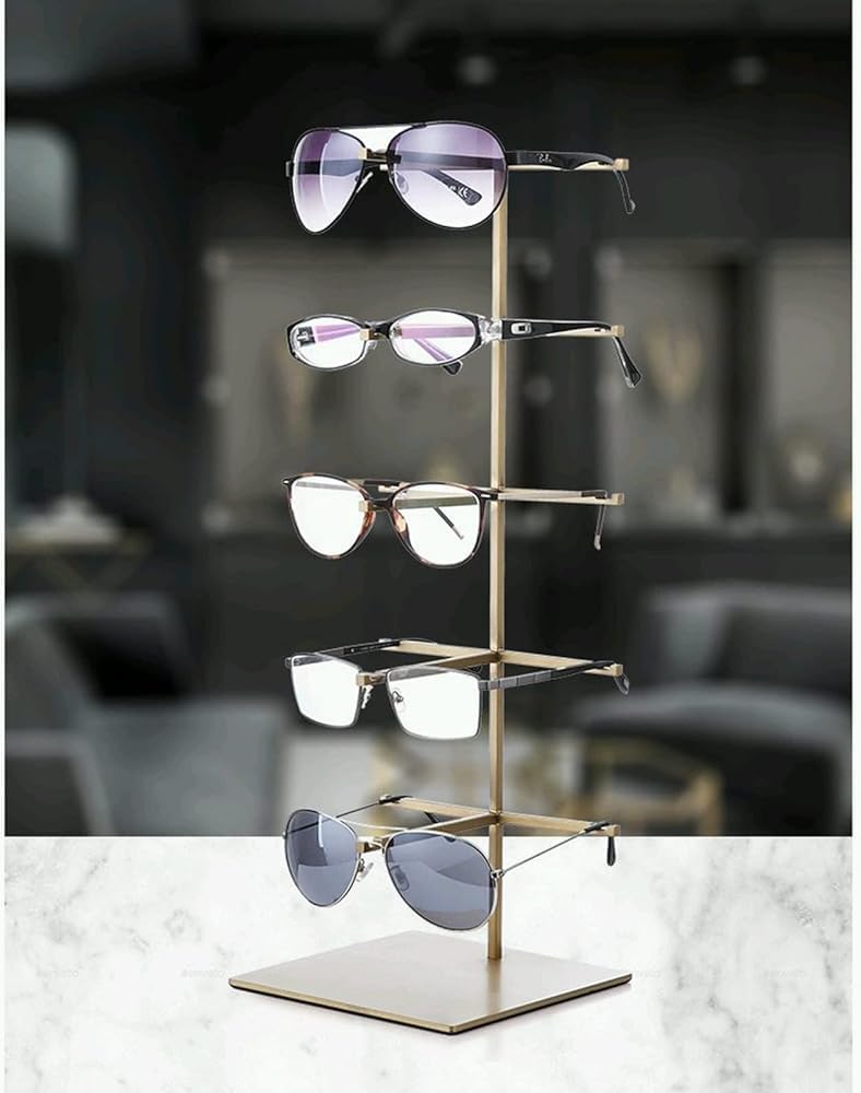 Brillenhalter-Ständer – Edelstahl-Aufbewahrungsregal für Sonnenbrillen und Brillen – dekorative Display-Requisite