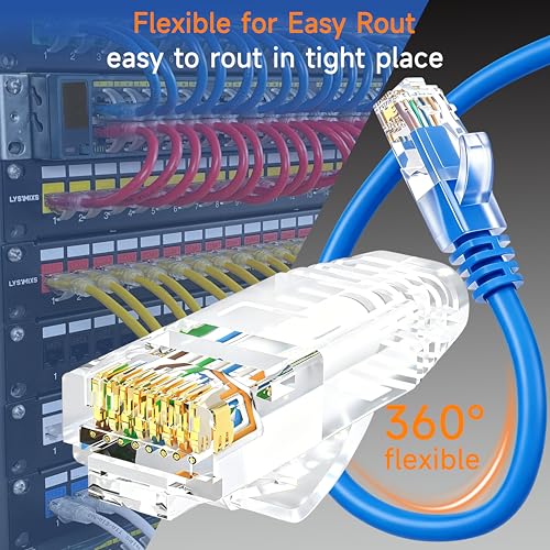 Image of Cat6 Ethernet Patch Cable 1.5 ft (10 Pack), Cat6 Patch Cable for Data Centers, Cat 6 Patch Cable 10G, Network Patch Cables for Home and Enterprise Network -Blue