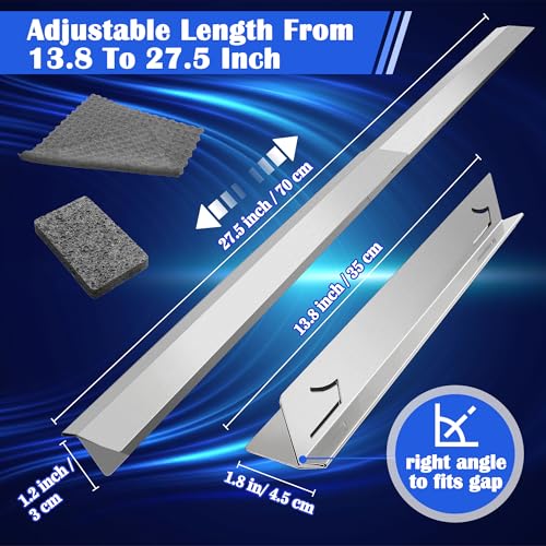 Windspeed 2 Pack T Shaped Stove Gap Covers Stainless Steel Kitchen Stove Counter Gap Cover Between Stove and Counter Edge Filler Length 13.8" to 27.6" Include Clean Cloth and Sponge by Windspeed - Used condition - Image 2