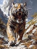 5D Diamond Painting Tigre Diamond Painting Adultos, DIY Manualidades Adultos Kit Punto de Cruz Animal, Diamante Art Bordado Kit, Pintura de Diamante Para Decoración Hogar Regalo 70x95cm zyf-4628