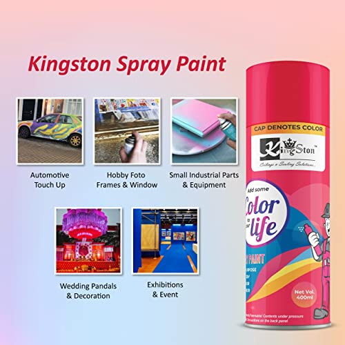 Image of Kingston Acrylic Spray Paint for Metal, Wood, Wall & Plastic, Multi-Surface DIY Paint, Quick Dry, Metallic Silver Finish, 400ml Can, 1 Pc