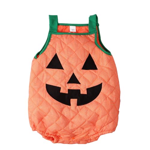 Noubeau Toddler Baby Boy Girl Halloween Clothes Pumpkin Sleeveless Romper Bodysuit One Piece Halloween Outfit