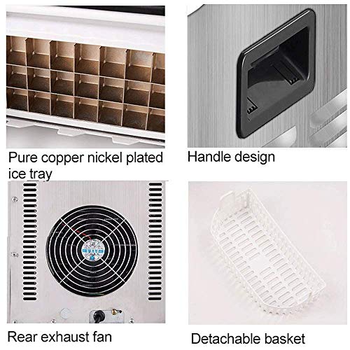 MHGD Eiswürfelbereiter Automatische Eisbereiter, Edelstahl-Arbeitsplatte, selbstreinigende tragbare Eismaschine, 100 W… – Bild 6