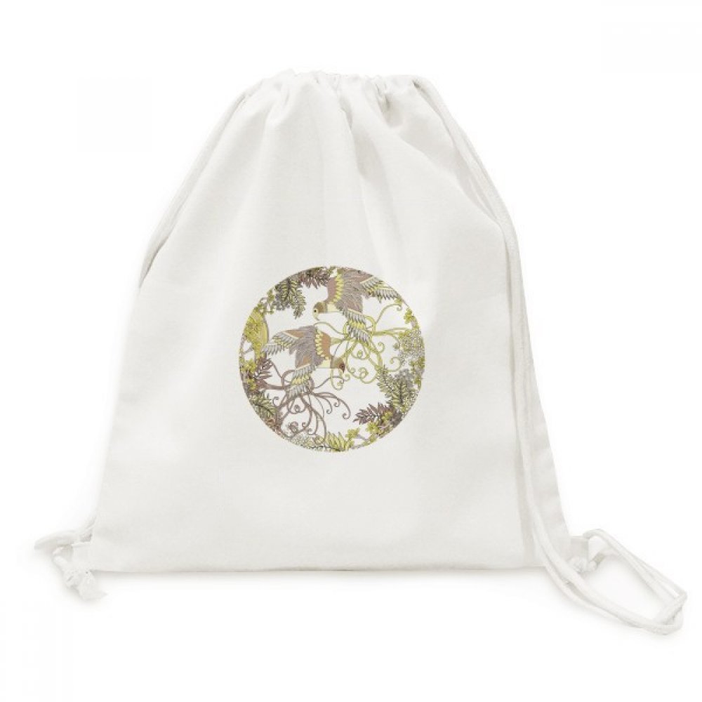 Sac cordon Ukiyo-E toile imprimée oiseau sac à dos voyage léger - 5