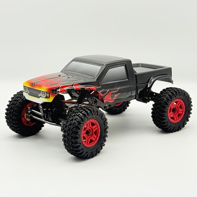Image of furitek Terra COMP - 1 /18 RTR Crawler - Remote Control Car, RC Rock Crawler 1 /18 Scale w Carbon Fiber Chassis n 2-in-1 Outrunner Brushless System for Adults, RC Hobbyists (Black Flame)