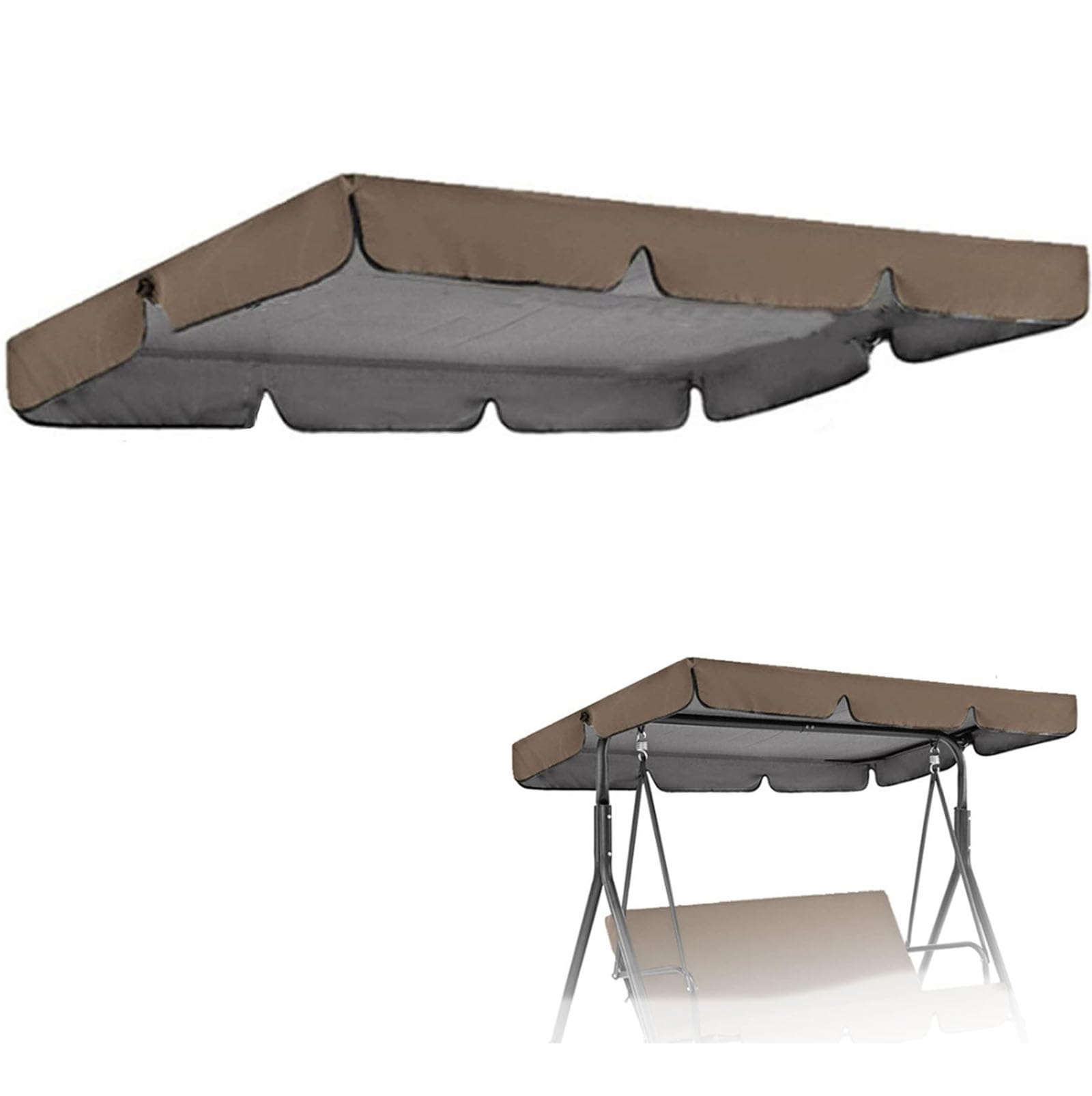 MXCZFC Swing Chair Canopy Replacement, Garden Swing Canopy Replacement,Waterproof Windproof Anti-UV Garden Swing Seat Canopy Cover Heavy Duty Rip Proof Hammock Cover Top,Coffee,142x120x18cm