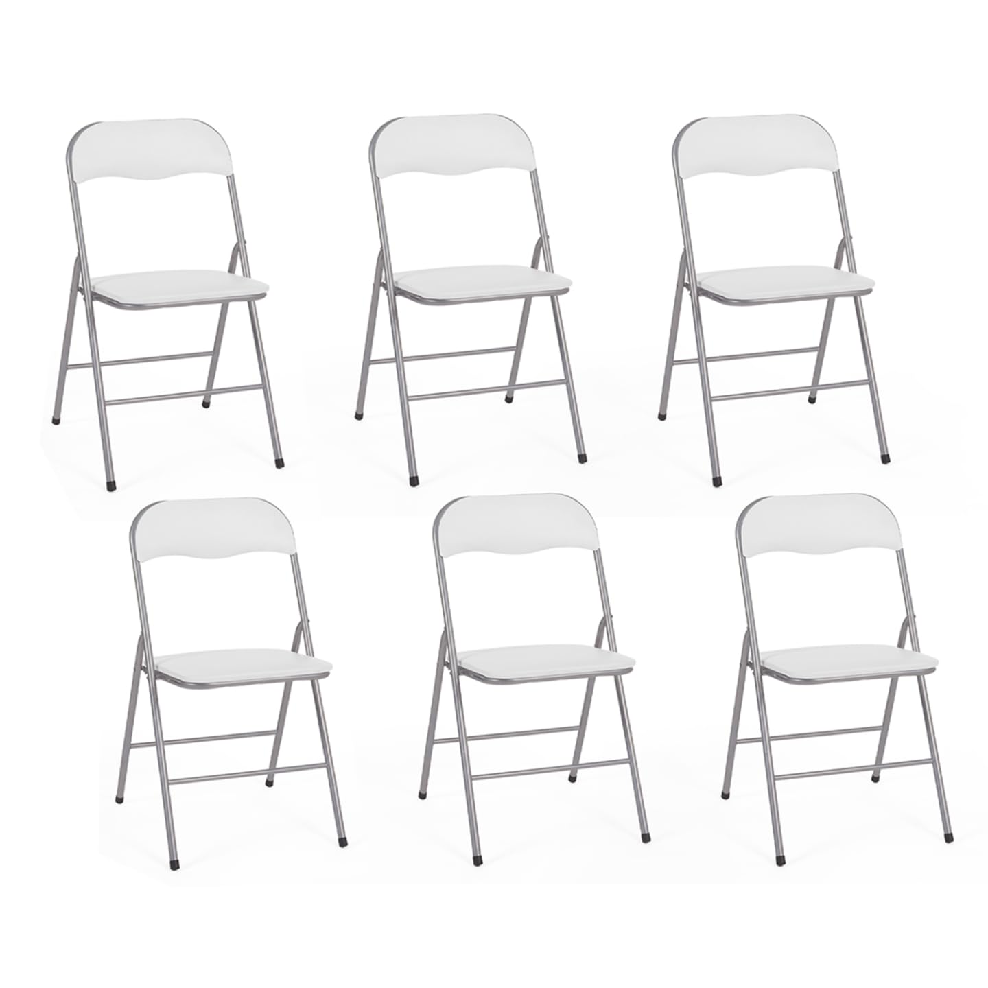 IDMarket - Juego de 6 sillas plegables KITY blancas de PU