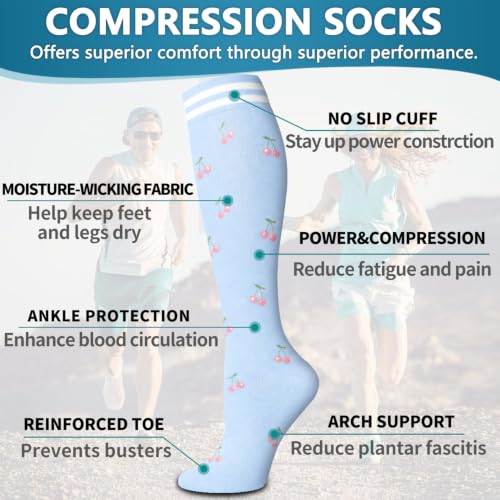 Image of 6 Pack Copper Compression Socks for Women and Men Circulation-Best Support for Medical,Running,Nursing,Athletic