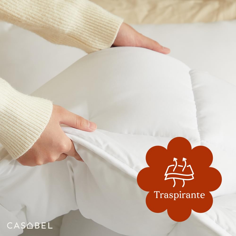 CASABEL Piumino Caldo 1 Piazza, 700gsm, 135x200cm, bianco | Microfibra morbida e traspirante, trapuntatura a rombi, calore omogeneo, calda, confortevole, lavabile in lavatrice