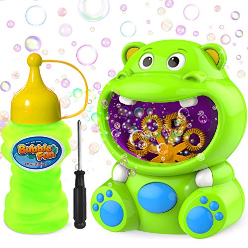 WisToyz Bubble Machine Hippo Bubble Blower Portable Bubble Toys with Bubble Solution Bubble