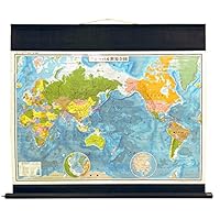 Amazon | 掛け軸 地図 グローバル 世界地図 表面 PP加工 国別色分け