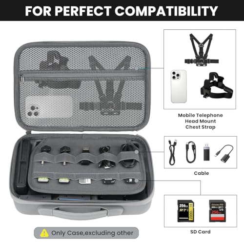 Image of ZORBES Compatible with In-sta360 X5, Action Camera Travel Bag Handbag, Hard Shell PU Waterproof Action Camera Storage Bag, Anti-Scratch Lycra Lined Custom-fit Design, Zipper Accessories Pocket