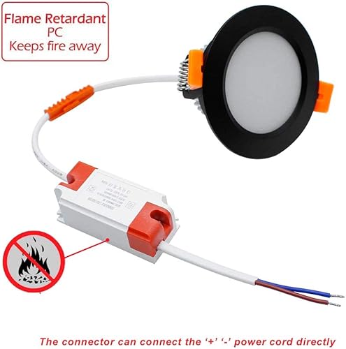 Miniatura 5 de YGS-Tech Iluminación empotrable LED de 2 pulgadas, regulable, 3 W (equivalente a halógeno de 35 W), luz blanca diurna de 5000 K, CRI80, borde negro,