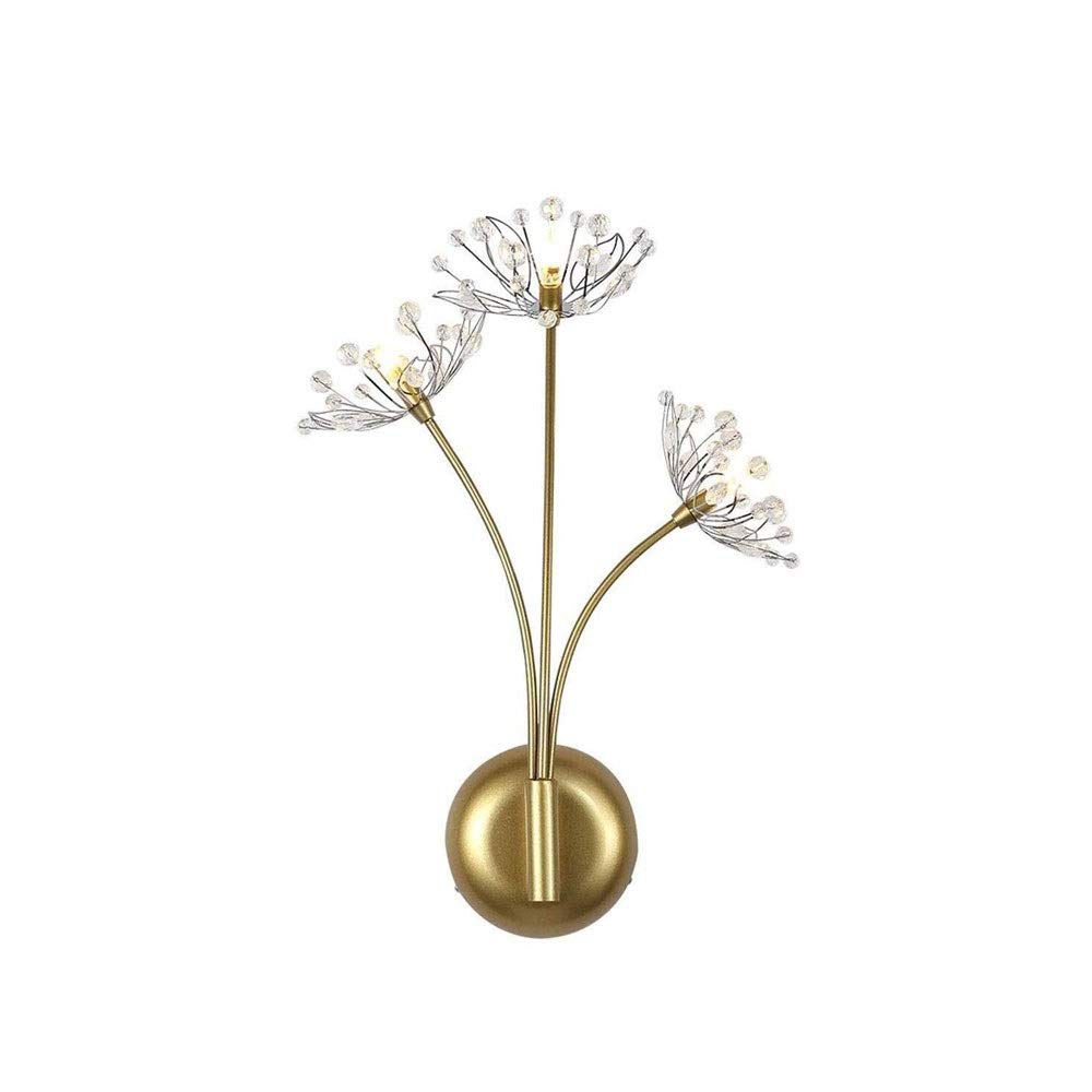 VDOQTLJT Wall Lamp Bedroom Nordic Light Golden Dandelion Creative Art Aisle Bedside Corridor Stairs Background Lighting for House Villa Bar Restaurants