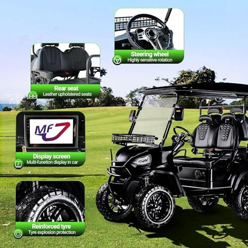 StandbyMe Golf Cart, Golf Car Build in 48V 5000W AC Motor with 18 Inch Off Road Tires, Electric Golf Cart with Independent Suspension for Golf, Hunt, Scenic Spot, Hotel, Beach, School and Farm