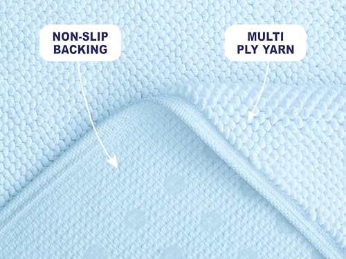 Image of American Soft Linen Bath Rug, 17 in 24 in 100% Cotton Bath Mats Rugs for Bathroom, Slip Reducer Washable Shaggy Form Area Rugs, Electric Blue Bath Rug