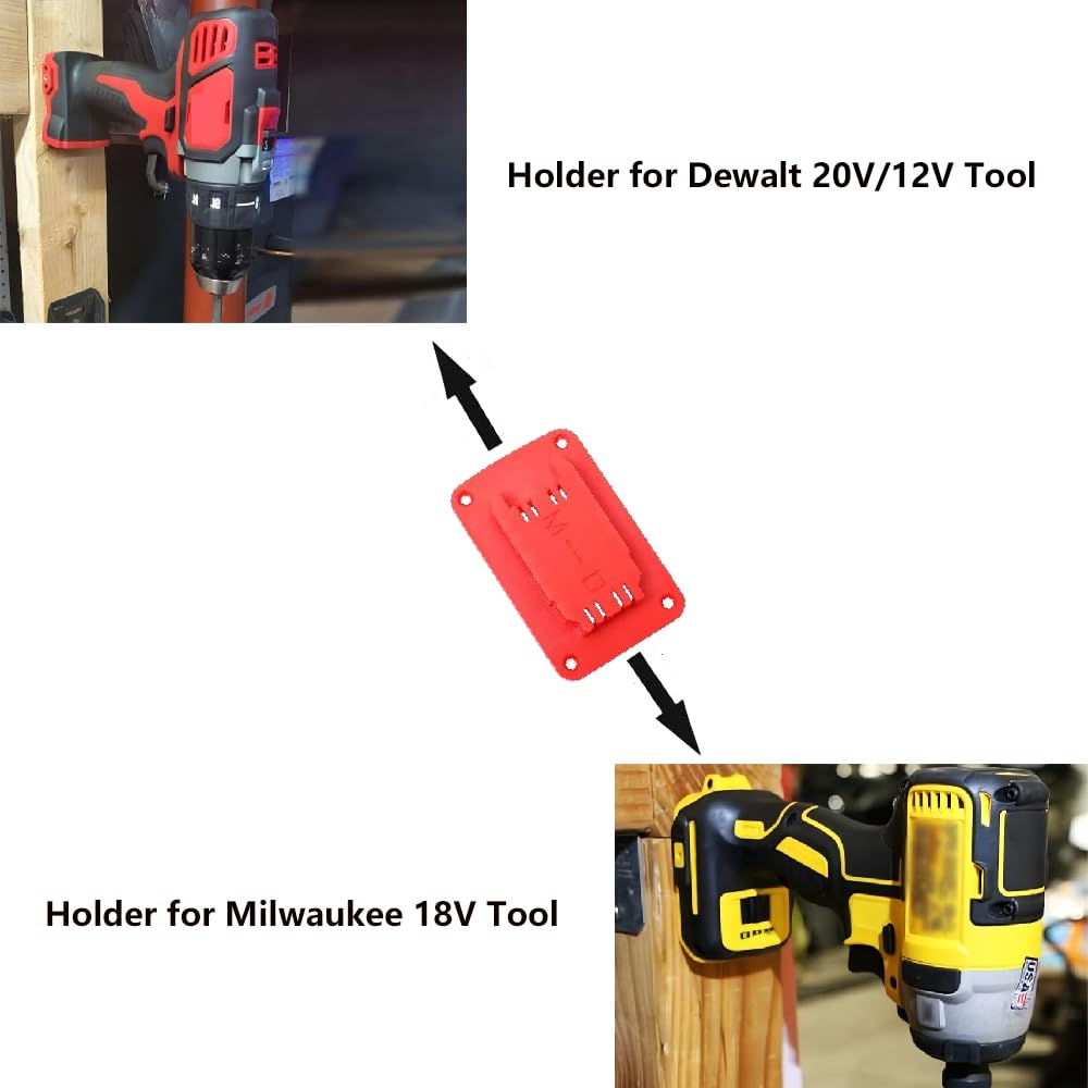 8 Pcs Universal Tool Holders Wall Mount Compatible with M18 18V tools,Also Compatible with Dewalt 12V and 20V Tools(with screws) — Amazon image 5