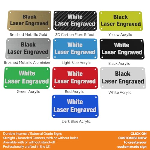 Custom Laser Engraved Signs/Personalised Text & symbols/durable Sign for door, office, Home & Business – Indoor/Outdoor – various sizes, colours and fixings available. 1.6mm UV stable Acrylic - Image 3
