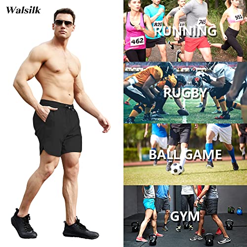 Walsilk Gym Shorts For Men, Mens Running Basketball Athletic Workout Shorts With Pockets And Drawstring For Casual Outdoor Sports (Dark Grey,M) #TOP7
