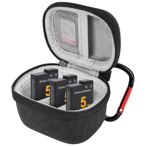 GEEKRIA Mini estojo de armazenamento compatível com GoPro Hero 13, 12, 11, 10, 9, 8 e DJI Osmo Action 5 Pro, 4, 3 baterias, bolsa de viagem portátil fácil de transportar, acessórios para câmera (cinza