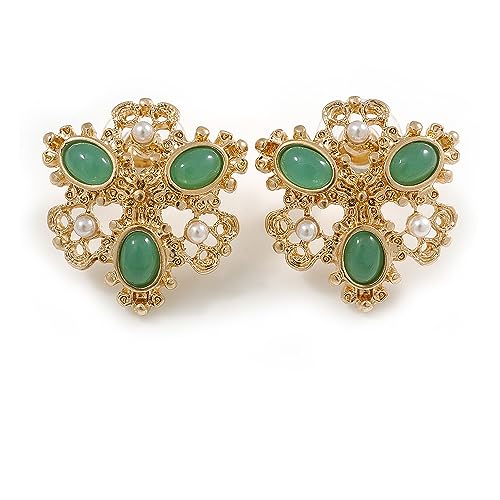 Pendientes de perlas victorianas con piedras verdes regalo de aniversario