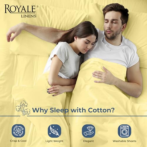 Image of Royale Linens 100% Organic Cotton Full Flat Sheet Only - Super Soft - Percale Top Sheets - Full Flat Sheet Sold Separately - Breathable, Cool & Crisp Sheets Only (81 inch x 96 inch, Yellow)