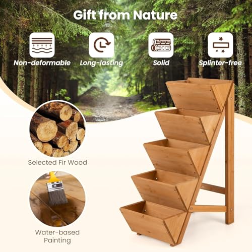 Giantex 5-Tier Solid Wood Outdoor Planter Box - image 3