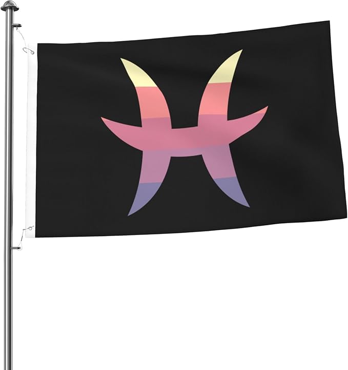 Zodiac Sign Pisces Symbol Flag 2x3 Ft Double-Sided Durable Outdoor Banner Home Party Welcome Flag Patio Decor Flag