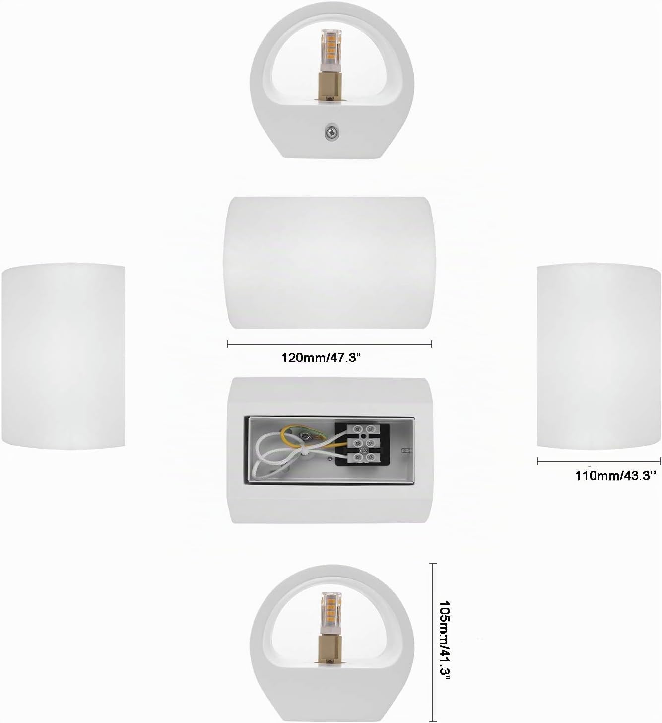 2 Piezas Aplique de Pared Interior en Yeso con G9 LED 3W Bombillas, Lámpara de Pared Moderna Blanco Cálido para Salón, Dormitorio, Escalera, Pasillo