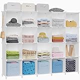 HOMIDEC Regalsystem Kleiderschrank aus Kunststoff, 20 Würfel Regal Schuhregal Modular Schrank Faltschrank Raumteiler, Aufbewahrung Organizer von Kleidung Schuhen Spielzeug Büchern für Schlafzimmer