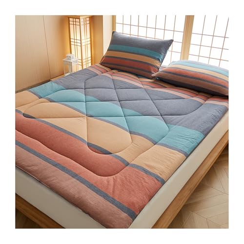 Colchón de futón japonés portátil grueso enrollable para invitados con banda elástica, colchón esponjoso para viajes, camping, 180 x 220 cm, ideal para uso doméstico y exterior