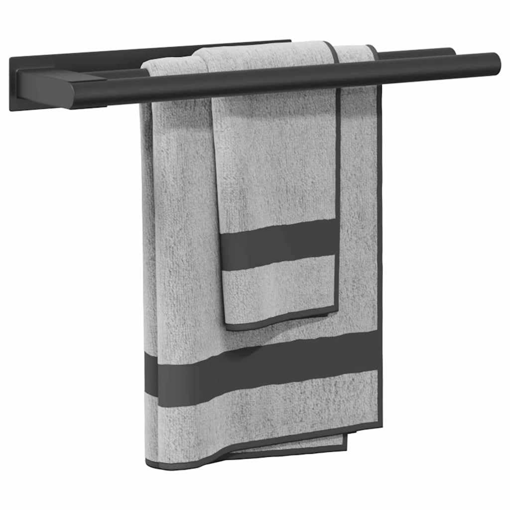 Toallero negro de acero inoxidable cepillado 40 x 9 x 4 cm montado en la pared autoadhesivo sin necesidad de taladrar toallero para baño, ducha, cocina, almacenamiento práctico y secado rápido