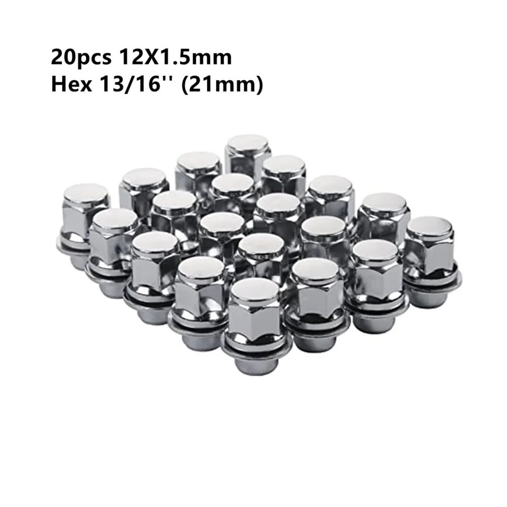 Coche Pernos de Rueda Compatible Con Lexus Tuercas cromadas 12 x 1,5 mm hexagonales 13/16'' 21 20 unidades