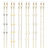 Flexible Größe: Diese Ketten messen 74-79cm, und jede ist wiederverwendbar und langlebig. Die rutschfesten Ringe sind verstellbar, so dass Sie es bequemer tragen. Dieses vielseitige und exquisite Brillenzubehör macht Sie elegant und faszinierend.